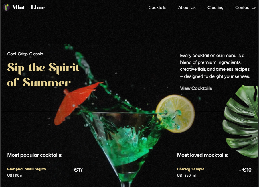 Mint and Lime Website Screenshot
