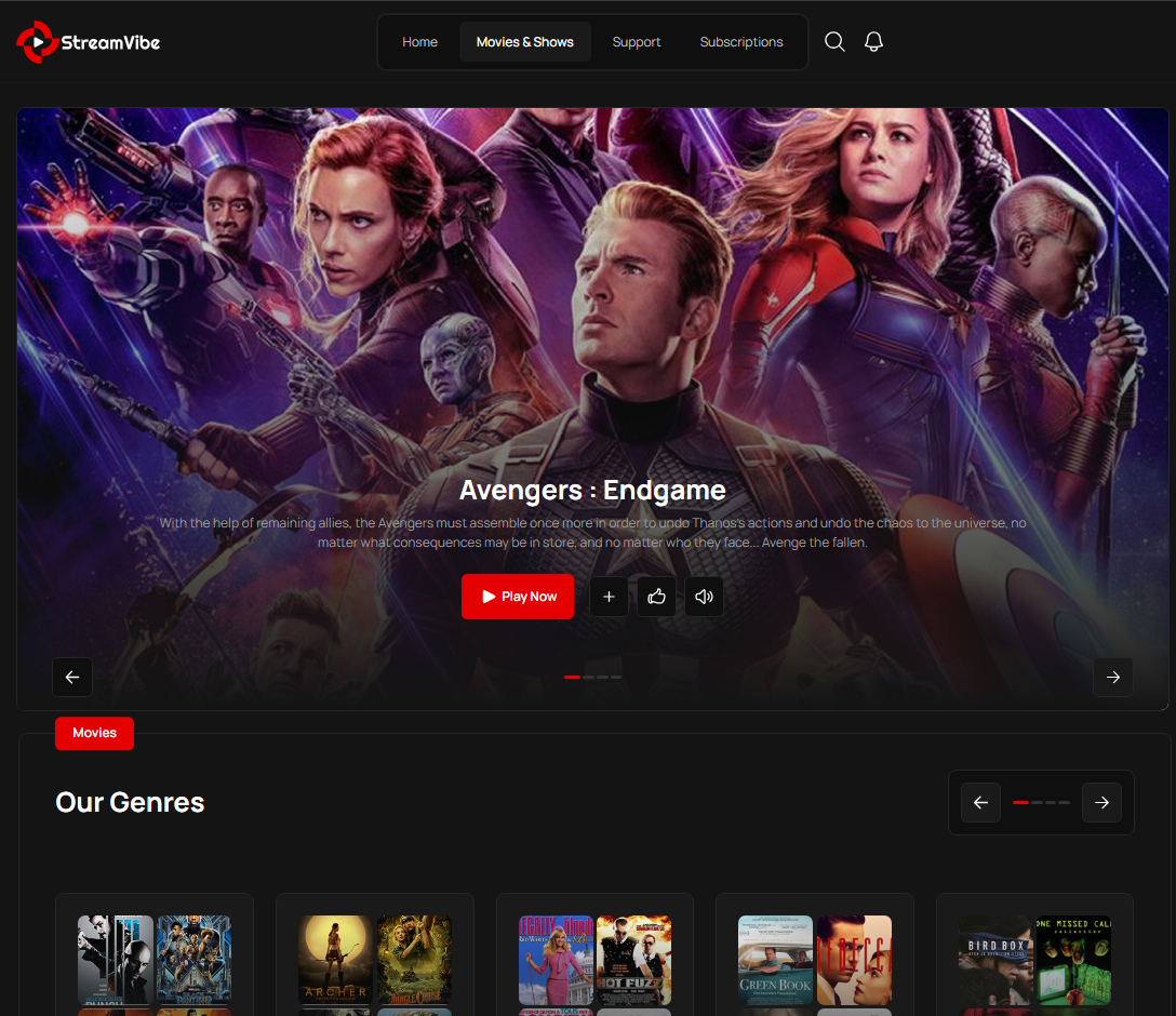 StreamVibe Website Screenshot