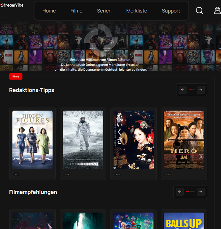 Streamvibe Website Screenshot